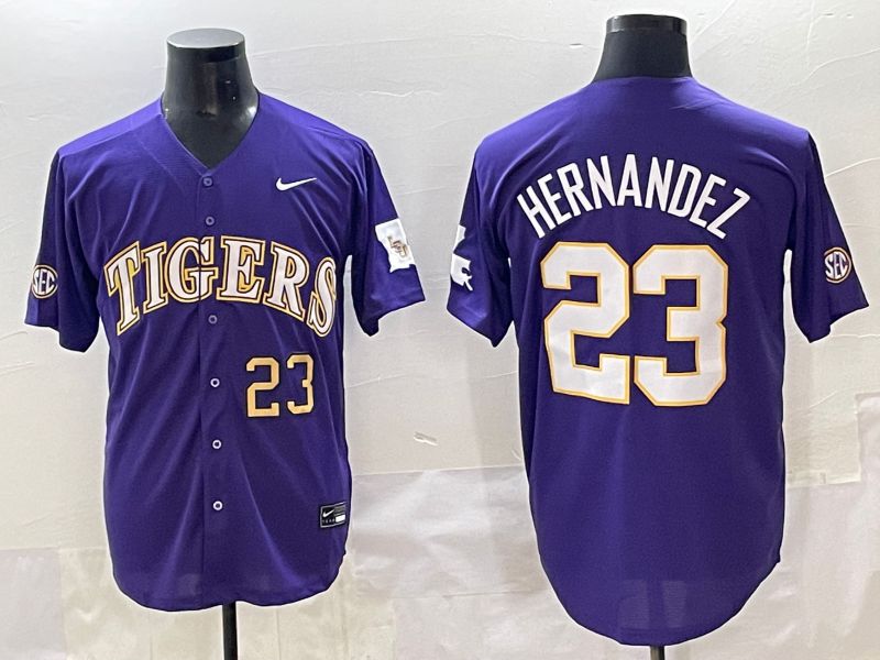 Men 2025 LSU Tigers #23 Hernandez Purple Joint Name Nike NCAA Jersey style 5->toronto blue jays->MLB Jersey
